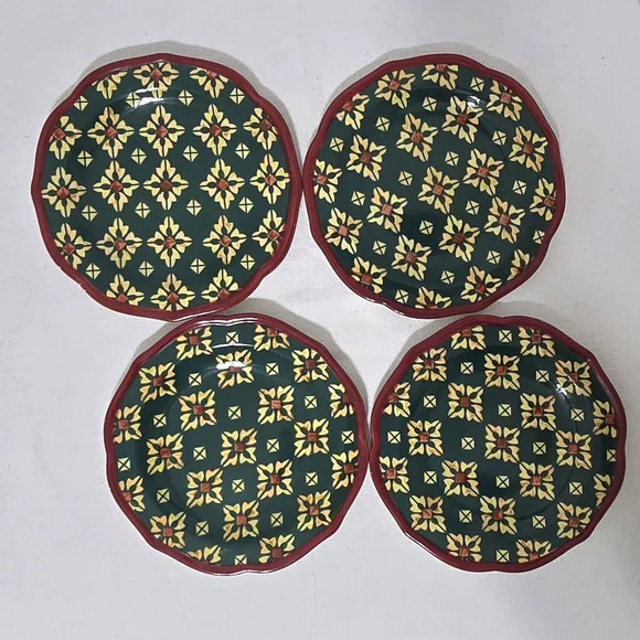 NWT Set Of 4 Pioneer Woman Vintage Geo Stoneware Salad Plates -- 8 1/2" - Picture 13 of 14